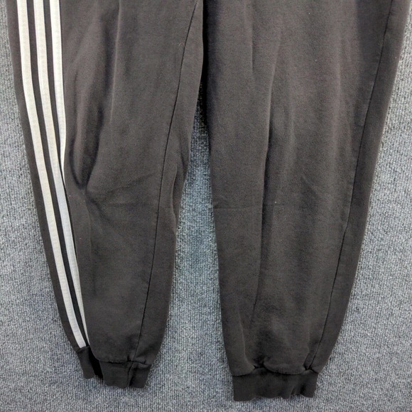 Adidas Men's Jogger Sweatpants Black Medium Drawstring Waist Side Striped #6 - Picture 8 of 16